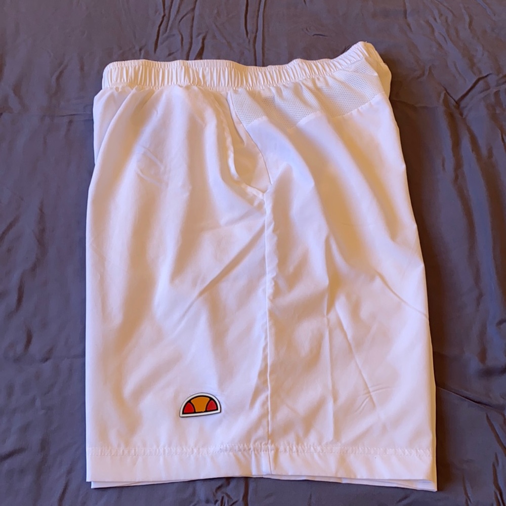 Men’s white Ellesse tennis shorts
